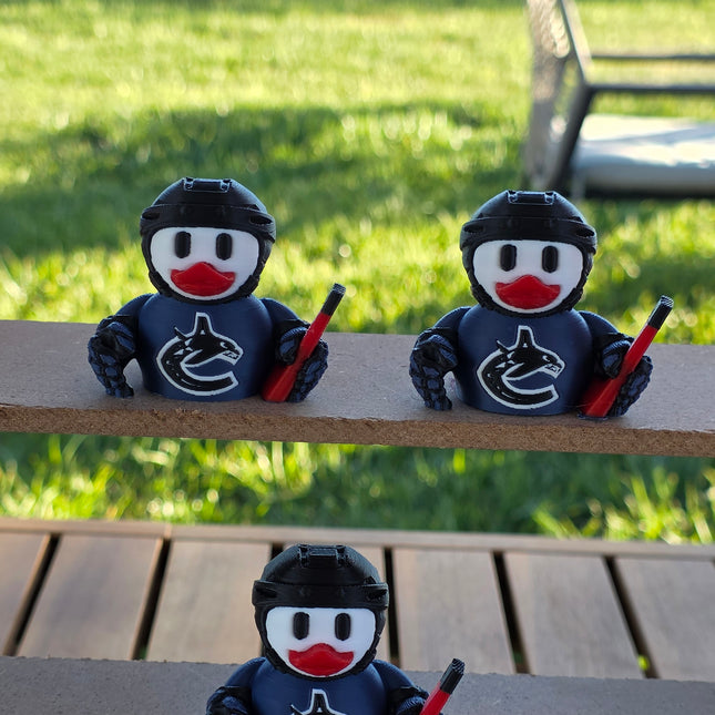 Vancouver Canucks Hockey Duck – 3D Printed Collector Figure | Fan Gift, Desk Decor, Car Dashboard Mascot