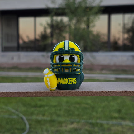 Green Bay Packers Football Duck – 3D Printed Collector Figure | Packers Fan Gift